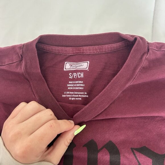 Tailgate Womens Small S Maroon Black Long Sleeve Tupac 2Pac Crew Neck Graphic - Picture 3 of 6